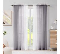 Melodieux Cortinas traslúcidas Grises degradadas de Gasa Gris con Bolsillo para Barra, 56 x 81 Pulgadas, 2 Paneles