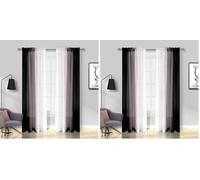 Melodieux Cortinas traslúcidas Negras degradadas con Bolsillo para Barra, 56 x 96 Pulgadas, 2 Paneles (Paquete de 2)