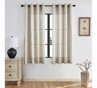 Melodieux Cortinas Visillos Beige para Salón Cortinas Dormitorio 2 Piezas, 140x225cm