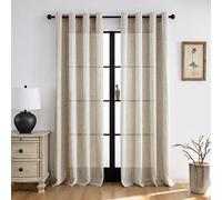 Melodieux Cortinas Visillos Beige para Salón Cortinas Dormitorio 2 Piezas, 140x245cm