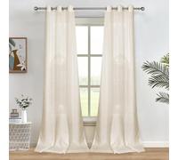 Melodieux Cortinas Visillos Beige para Salón Cortinas Translúcidas Dormitorio 2 Piezas, 140x137cm