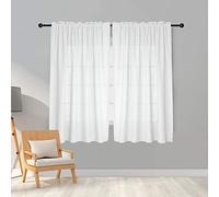 Melodieux Cortinas Visillos Blancas para Dormitorio Cortinas Translúcidas Salón 2 Piezas, 140x137cm