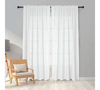 Melodieux Cortinas Visillos Blancas para Dormitorio Cortinas Translúcidas Salón 2 Piezas, 140x245cm