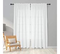 Melodieux Cortinas Visillos Blancas para Dormitorio Cortinas Translúcidas Salón 2 Piezas, 140x260cm