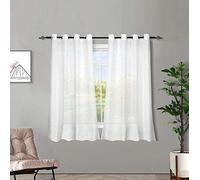 Melodieux Cortinas Visillos Blancas para Salón Cortinas Translúcidas Dormitorio 2 Piezas, 140x137cm