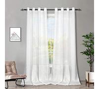 Melodieux Cortinas Visillos Blancas para Salón Cortinas Translúcidas Dormitorio 2 Piezas, 140x183cm