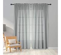 Melodieux Cortinas Visillos Grises para Dormitorio Cortinas Translúcidas Salón 2 Piezas, 140x137cm