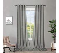 Melodieux Cortinas Visillos Grises para Salón Cortinas Translúcidas Dormitorio 2 Piezas, 140x137cm