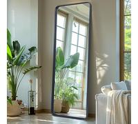 Melodieux - Espejo grande de cuerpo entero para pared de 161x52 cm, marco profundo negro, espejo grande y alto para apoyar o colgar para pasillo, dormitorio, sala de estar