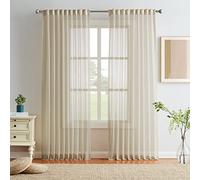 Melodieux Isolante Visillos Cortinas Salon Modernas 2 Piezas, Beige, 140x245cm