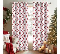 Melodieux Moroccan Fashion - Cortinas Opacas con Aislamiento térmico para oscurecer la habitación, con Ojales, para Sala de Estar, 42 x 84 Pulgadas, Color Blanco Roto/Rojo (2 Paneles)