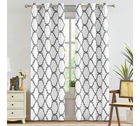 Melodieux Moroccan Fashion - Cortinas Opacas con Aislamiento térmico para oscurecer la habitación, con Ojales, para Sala de Estar, 42 x 96 Pulgadas, Color Blanco Roto/Gris (2 Paneles)