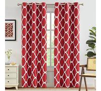Melodieux Moroccan Fashion - Cortinas Opacas con Aislamiento térmico para oscurecer la habitación, con Ojales, para Sala de Estar, 42 x 84 Pulgadas, Color Rojo (2 Paneles)