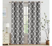 Melodieux Moroccan Fashion - Cortinas Opacas con Aislamiento térmico para oscurecer la habitación, con Ojales, para Sala de Estar, 42 x 96 Pulgadas, Color Gris (2 Paneles)