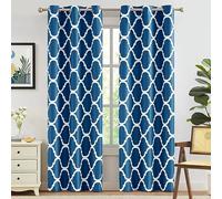 Melodieux Moroccan Fashion - Cortinas Opacas con Aislamiento térmico para oscurecer la habitación, con Ojales, para Sala de Estar, 42 x 96 Pulgadas, Color Azul Rey (2 Paneles)