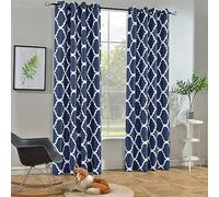 Melodieux Moroccan Fashion Room Darkening Blackout Curtain Grommet for Living Room Bedroom, 1 Panel Pack, 52" W x 96" L, Navy Blue