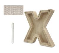 Meloditrunk Letras X Hucha para Niños, Huchas de Transparente Personalizada Madera con Letras de A-Z, Hucha Monedas Creativa para Regalo de Cumpleaños/Decoración del Hogar/Recuerdo