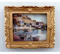 Melody Jane Casa Muñecas Harbour Escena Cuadro Marco Dorado Accesorio Miniatura
