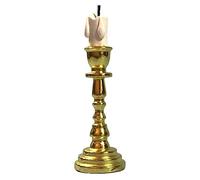 Melody Jane Dolls Houses Vela de pilar de casa de muñecas en candelabro dorado alto, accesorio de iglesia