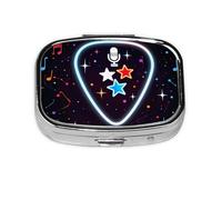 Melody of Love - Pastillero cuadrado de metal, organizador de medicamentos de viaje, 2 compartimentos, portátil, pequeño estuche de almacenamiento