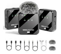 MeloJungle K63 - Micrófono Lavalier inalámbrico para iPhone/USB-C, cámara, tableta y Mac, mini micrófono para iPhone para grabación de video, vlogging, 48 KHz/24 bits, rango de 164 pies, cancelación