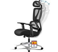 MELOKEA ReliefBack EN1335 - Silla de oficina ergonómica de 150 kg, cómoda silla de escritorio con soporte lumbar dinámico, reposabrazos 3D, cojín de asiento con muelles, bloqueo de 3 niveles, personas