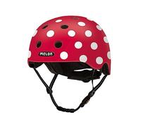 Melon Casco Bicicleta »Dotty White« para Hombres y Mujere, Adultos y niños | Casco Urbano Seguro y Ligero para Ciclismo, monopatines y Bicicletas de montaña | Talla M-L (52-58 cm) Rojo