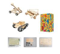 Melon Decor Juguetes de Madera Educativos STEM - Kits de Construcción para Niños a partir de 6 Años, Catapulta, Tanque Electrónico y Vehículo de Ballesta de Asiento, Modelo DIY con Motor