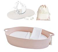 meloom Cesta cambiadora para bebé con almohadillas y cinturón de seguridad, 100% algodón, estilo bohemio, cambiador y almohadilla gruesa con funda de colchón impermeable, decoración de guardería en