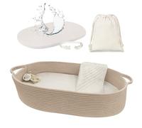 meloom Cesta cambiadora para bebé con almohadillas y cinturón de seguridad, 100% algodón, estilo bohemio, cambiador y almohadilla gruesa con funda de colchón impermeable, decoración de guardería en