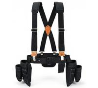 MELOTOUGH Cinturón de herramientas profesional de 14 bolsillos con tirantes para hombre, bolsa de herramientas resistente y bolsa combinada para carpinteros, construcción, electricistas (negro, 83 a