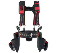 MELOTOUGH Cinturón de herramientas resistente con tirantes, 21 bolsillos, bolsa de herramientas combo delantal, tirantes acolchados y soporte trasero cómodo, cinturón de trabajo de construcción