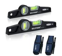 MELOTOUGH Nivel de torpedo magnético fundido a presión de 10 pulgadas, nivel magnético para carpintero, construcción, andamios, fontanería, nivel de torpedo con imán de tierras raras, lápiz y funda