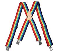 MELOTOUGH Tirantes de trabajo Rainbow Tirantes para hombre de 2 pulgadas de ancho ajustables con correa de arco iris muy fuertes clips - Tirantes de arco iris resistentes (arco iris)