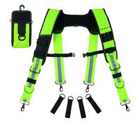 MELOTOUGH Tirantes para cinturón de herramientas, acolchados para bolsa de trabajo, de alta visibilidad para carpinteros/electricistas, verde lima (Hi Vis Lime), talla única