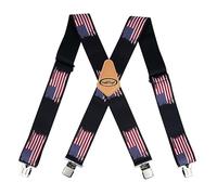 MELOTOUGH Tirantes para hombre con clip, tirantes resistentes para hombre, tirantes de trabajo grandes y altos para jeans, Bandera patriótica americana., Large