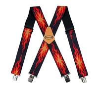 MELOTOUGH Tirantes para hombre con clip, tirantes resistentes para hombre, tirantes grandes y altos para pantalones vaqueros, Rojo (Red Flame), Large