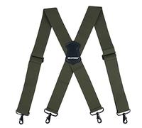 MELOTOUGH Tirantes para hombre de 1.5/2 pulgadas de ancho, tirantes elásticos en X con ganchos a presión, Verde militar, 2 inch