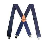 MELOTOUGH Tirantes para hombre de 5 cm de ancho, ajustables y elásticos, en forma de X con clips muy fuertes, resistentes, azul, talla única