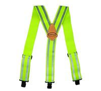 MELOTOUGH Tirantes reflectantes de seguridad con tirantes totalmente elásticos de 2 pulgadas de ancho y espalda en Y resistentes, Verde lima, talla única