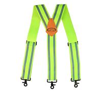 MELOTOUGH Tirantes reflectantes para cinturón de herramientas con tirantes de seguridad totalmente elásticos de 2 pulgadas de ancho y parte trasera en Y resistentes, Verde lima, talla única