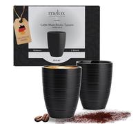 MELOX - Juego de 2 tazas para latte macchiato de porcelana sin asa - 2 tazas de 300 ml para latte, café y capuchino de pared gruesa - tazas de café en diseño italiano