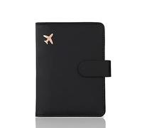 Melsbrinna Funda de Cuero, Impermeable, con Bloqueo RFID, Cartera de Viaje con Soporte para bolígrafo, Bonita Cartera de Pasaporte para Mujeres/Hombres, Color Negro