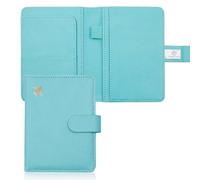 Melsbrinna Funda de cuero prémium para pasaporte, impermeable, con bloqueo RFID, billetera de viaje con soporte para bolígrafo, bonito libro de pasaporte para mujeres/hombres, Azul lago, Viajes