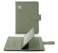 Melsbrinna Soporte para Pasaporte, Ranuras para Tarjetas, Bonita Funda para Pasaporte para Mujeres/Hombres, Cartera de Viaje Impermeable con Bloqueo RFID, Verde Musgo, Viajes