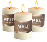 Melt Candle Company Juego de 3 Marfil candele a colonna de 7,5 x 10 cm sin Fragancia, Senza profumo per matrimoni ristoranti decorazione Terme chiese stoppini in Cotone Senza Fumo