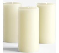 Melt Candle Company Juego de 3 Marfil Velas Pilar 7,5 x 15 cm sin Fragancia, Ideal para Bodas, restaurantes, decoración del hogar, balnearios, Iglesias con Mecha de algodón sin Humo