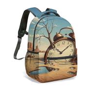 Melting Clock Tree - Mochila escolar de arte surrealista de 16 pulgadas para niños, estudiantes, desierto Dreamscape, mochila gráfica, 03., L, Casual