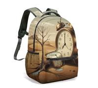 Melting Clock Tree - Mochila escolar de arte surrealista de 16 pulgadas para niños, estudiantes, desierto Dreamscape, mochila gráfica, 02., L, Casual