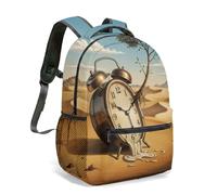 Melting Clock Tree - Mochila escolar de arte surrealista de 16 pulgadas para niños, estudiantes, desierto Dreamscape, mochila gráfica, 01., L, Casual